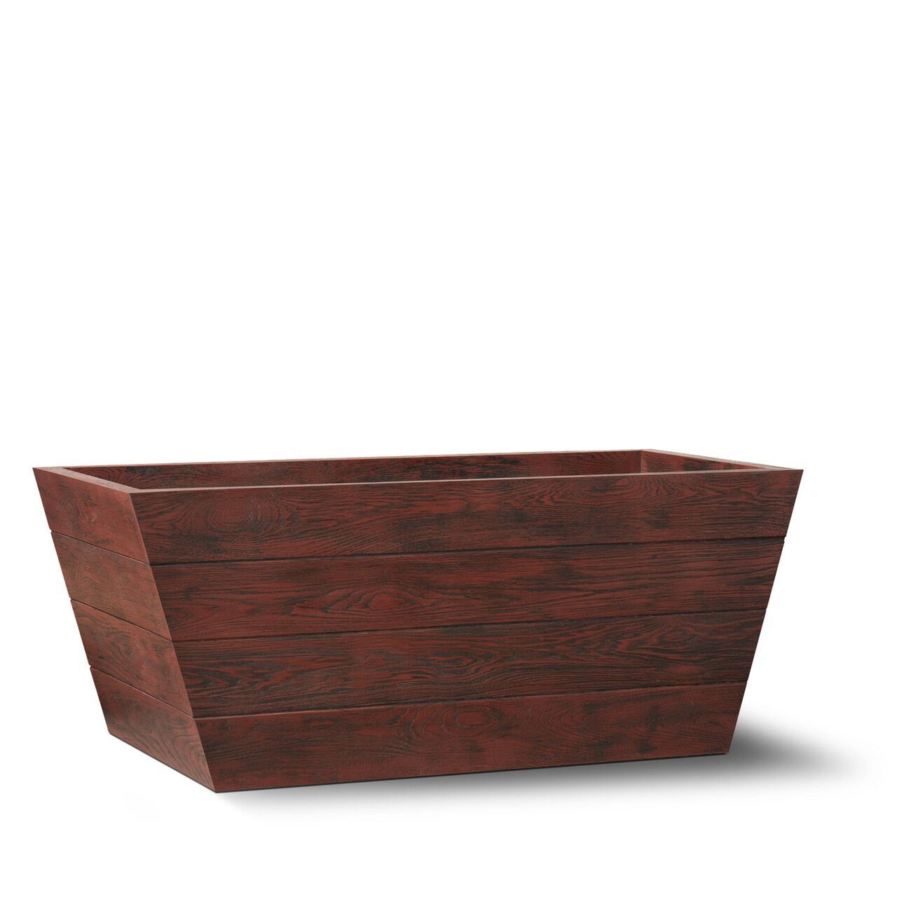 Madera faux-wood planter in Filbert finish
